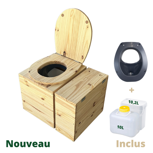 Toilette sèche en bois massif avec compartiment copeaux indépendant - Séparateur d'urine