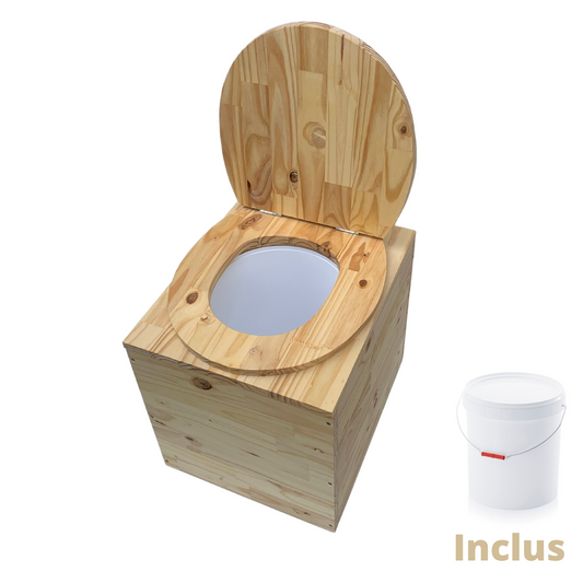 Toilette sèche compacte en bois massif - Seau plastique