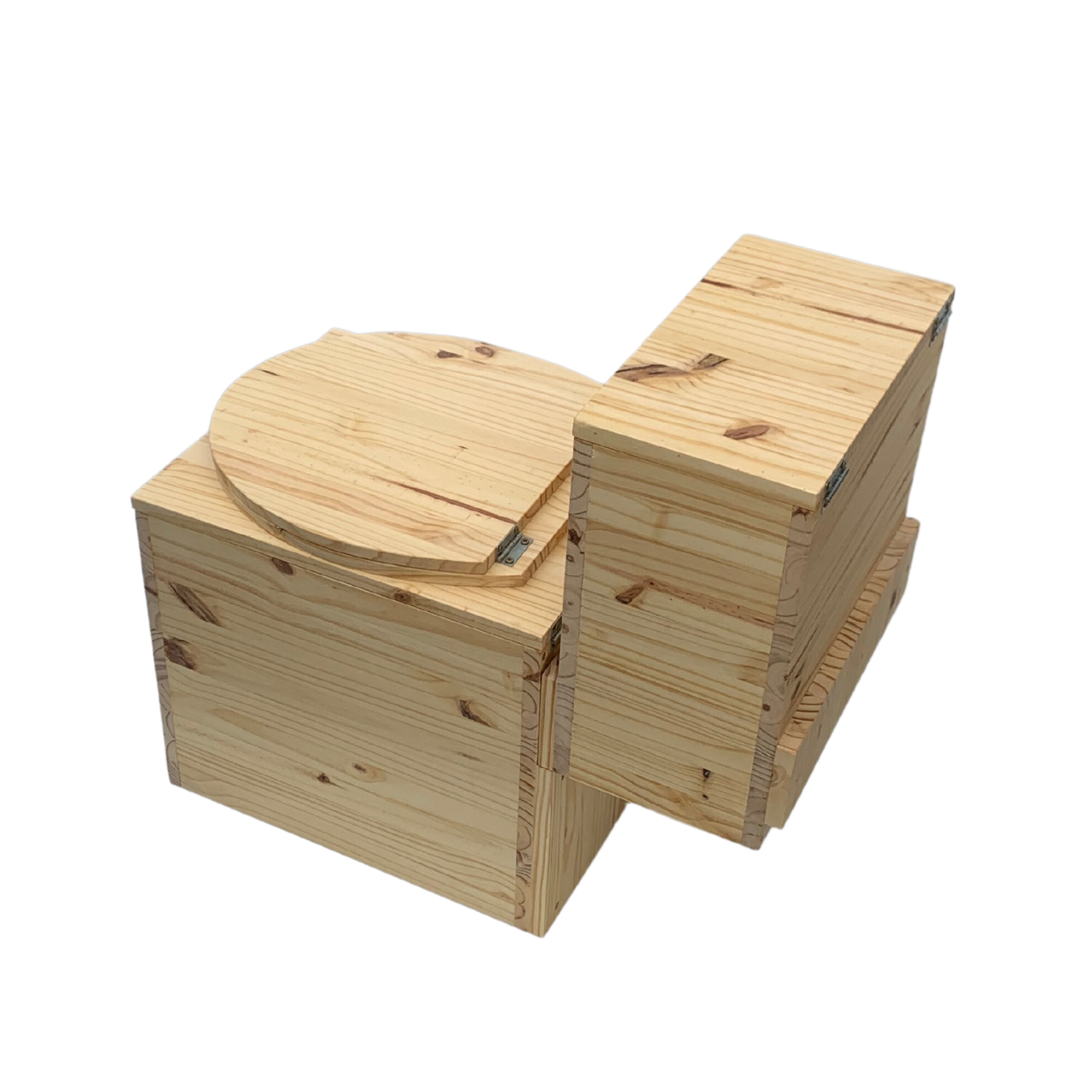 Toilette sèche en bois massif avec compartiment copeaux à l'arrière - Séparateur d'urine