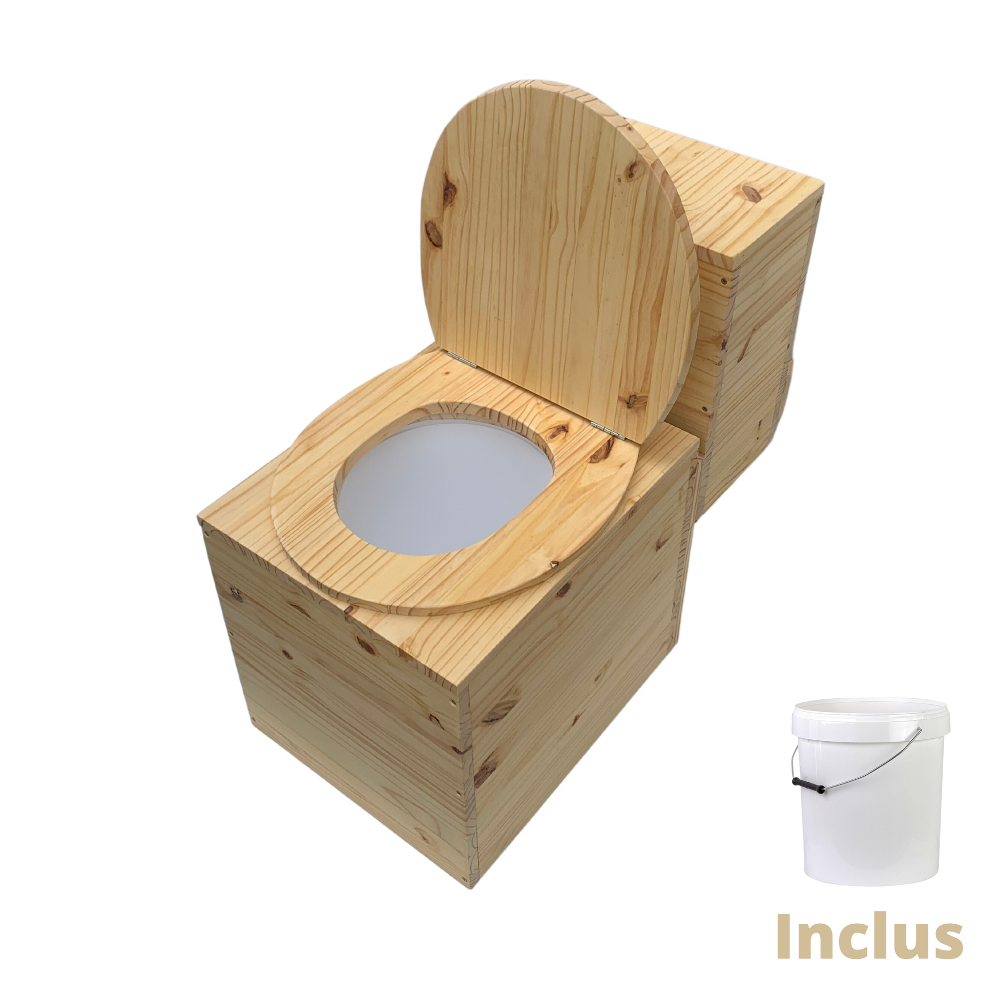 Toilette sèche en bois massif avec compartiment copeaux à l'arrière - –  Alfortbois