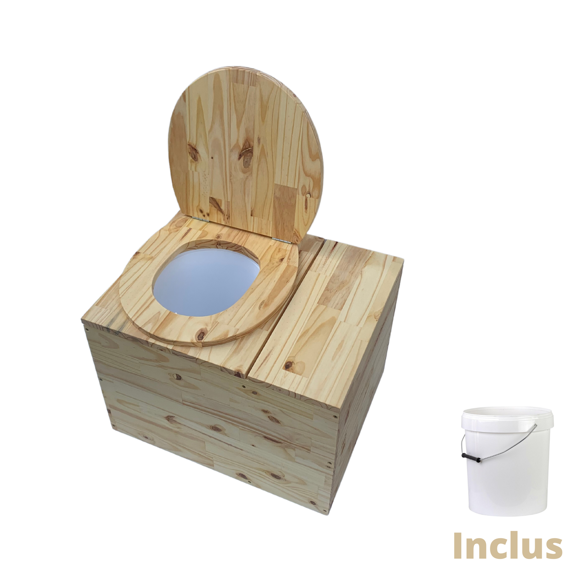Toilette sèche en bois massif avec compartiment copeaux intégré - Seau –  Alfortbois